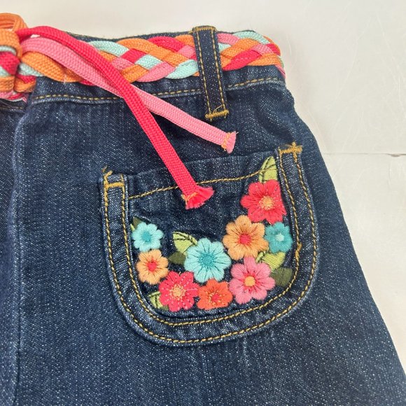 NWT Gymboree Girl Braided Belt Denim Short & Smocked Tiered Ruffle Tank Size 4T - Picture 3 of 7